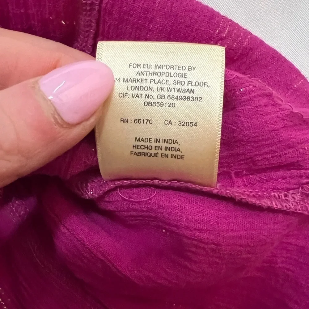 Anthropologie Maeve Fuchsia Batavia Sleeveless Metallic Top